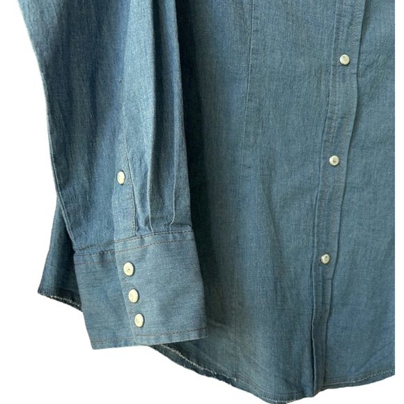 Wrangler Women's Blue Western Button-Up Shirt Long Sleeve Size Large - Picture 3 of 5
